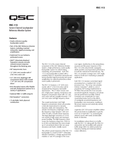 Specifications for the RSC 112