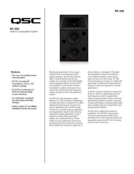 SC-222 – Specifications Sheet